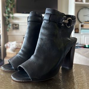 Coach Lafayette Black Leather Open Toe Ankle Boot | Women’s US 8